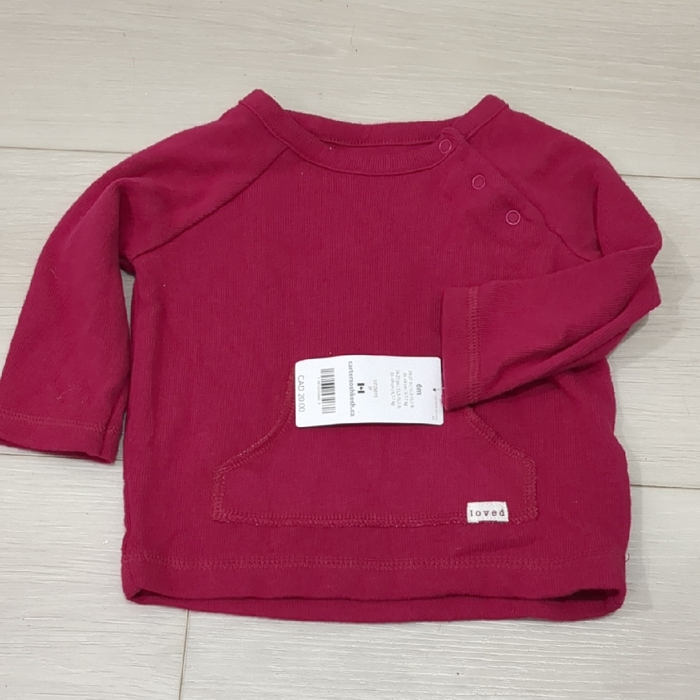 Carters Size 6 Months Love Kids Long Sleeve Top - Berry Red
